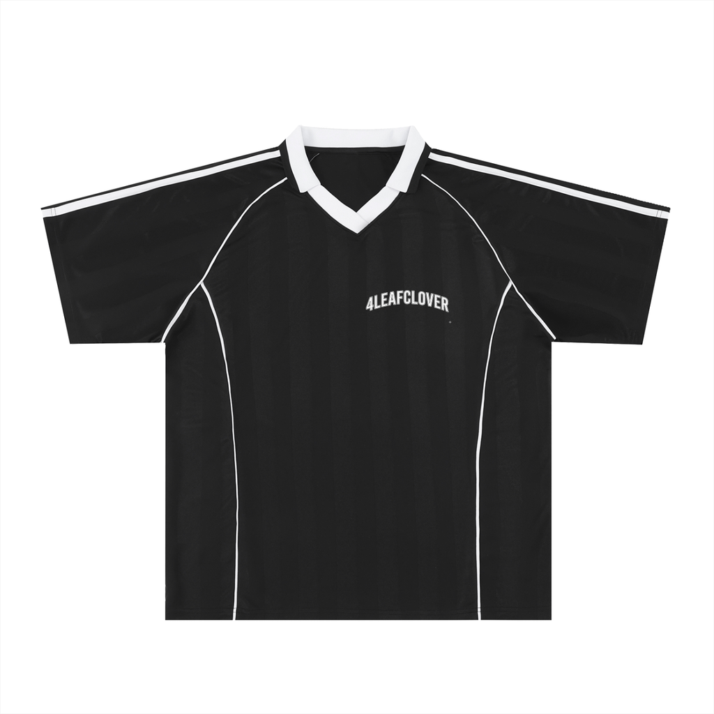 4leafclover Striped Collared Soccer Jersey