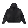 4LC Frayed Raw Edge Fleece Zip Hoodie