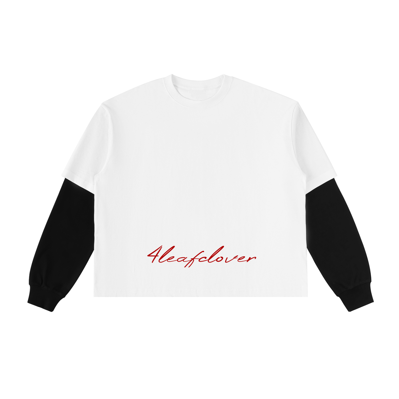 4leafclover Layered Contrast Sleeve Cotton T-Shirt