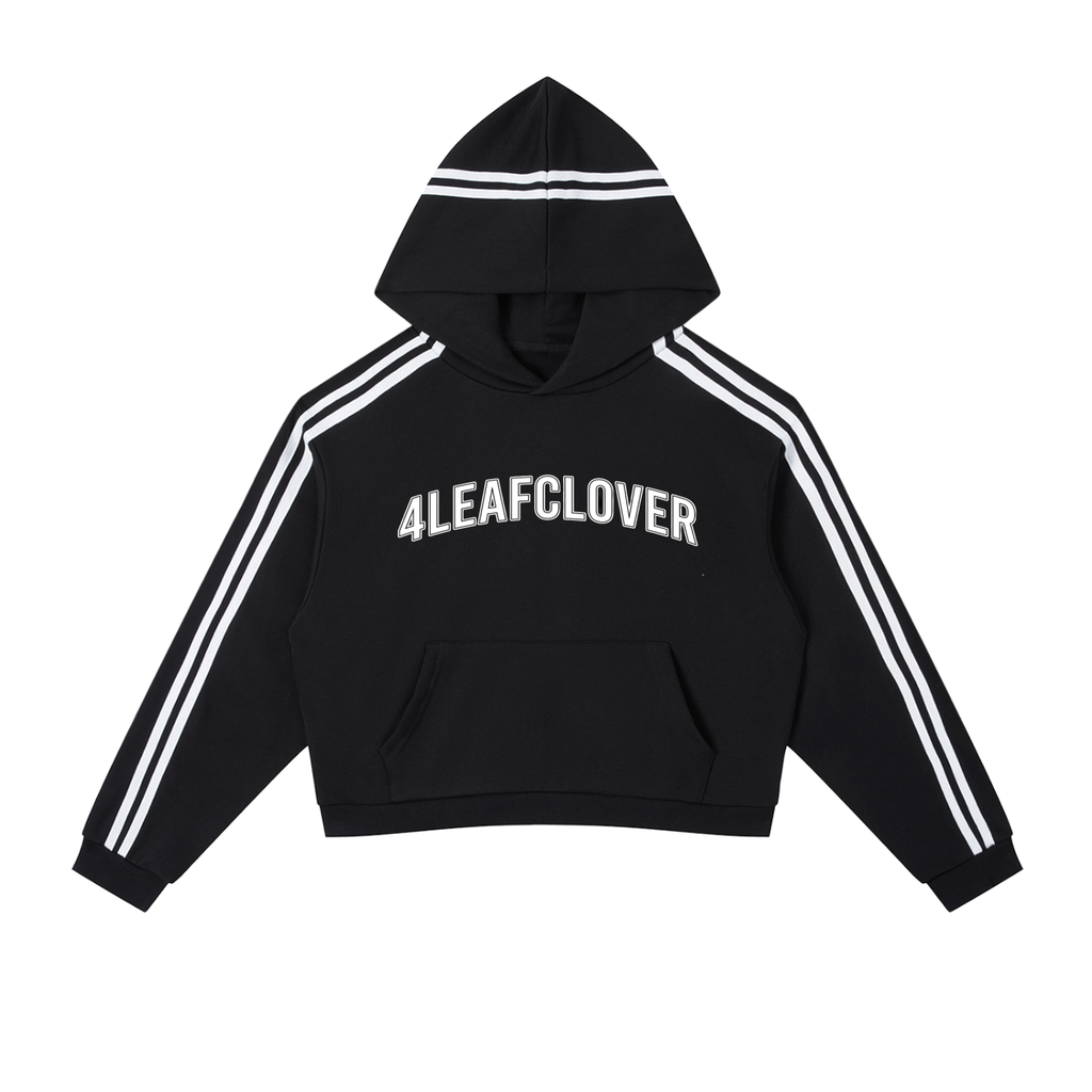 4leafclover Side Stripe Cropped Hoodie