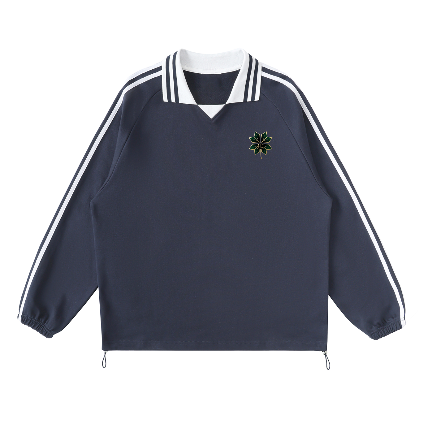 4lC Striped Lapel Collar Sweatshirt