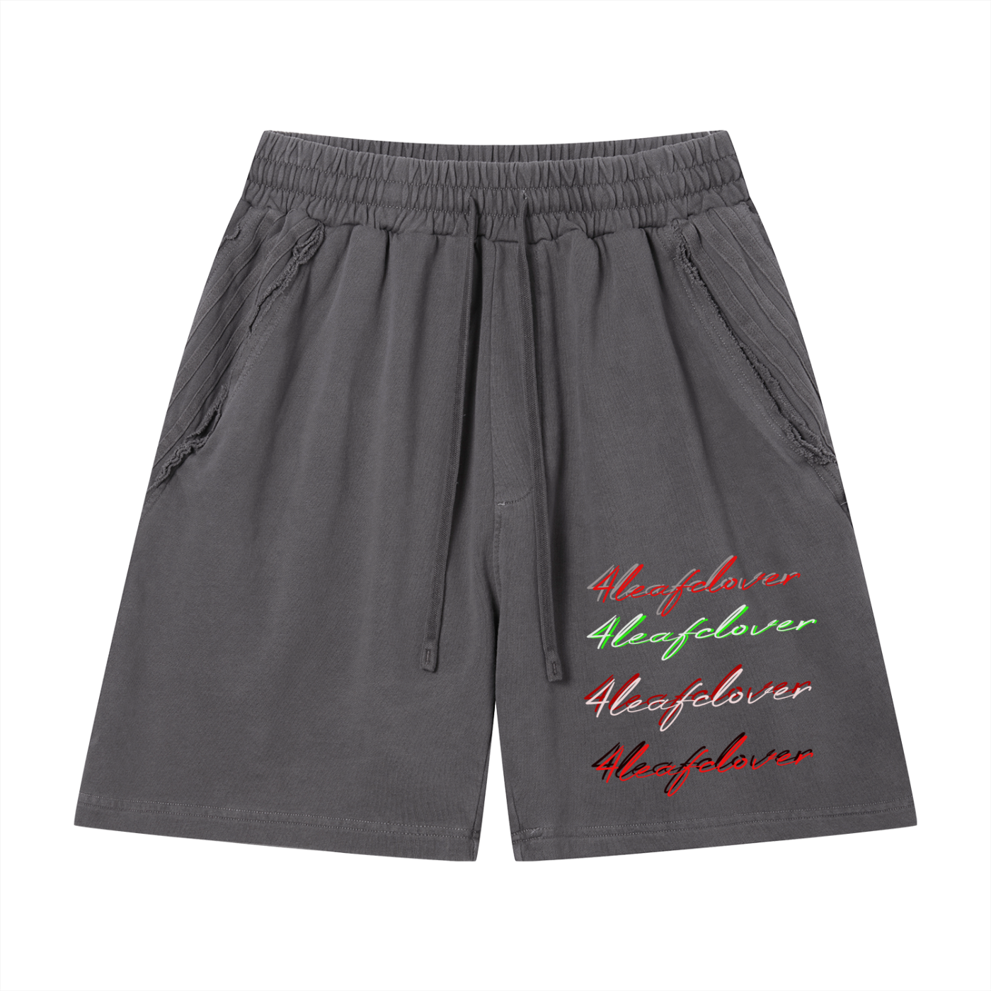 4leafclover Wash Raw Edge Shorts