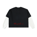 4leafclover Layered Contrast Sleeve Cotton T-Shirt