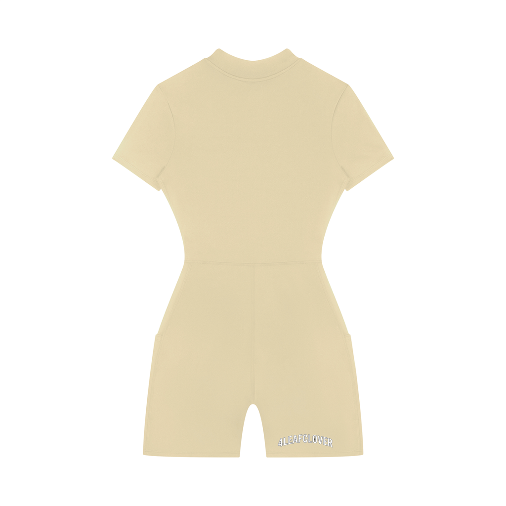 Women's Quarter-Zip 4leafclover Short Sleeve Romper
