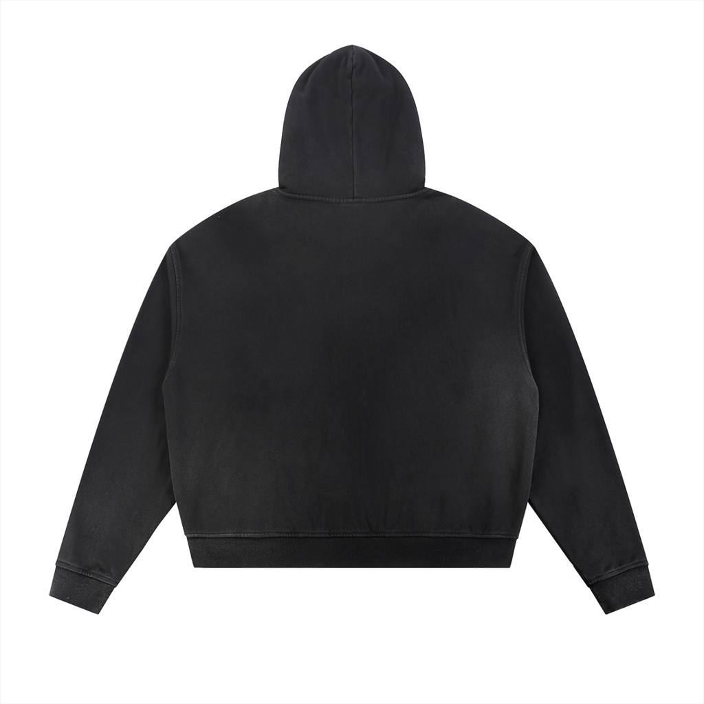 4leafclover Raw Edge Fleece Zip Hoodie