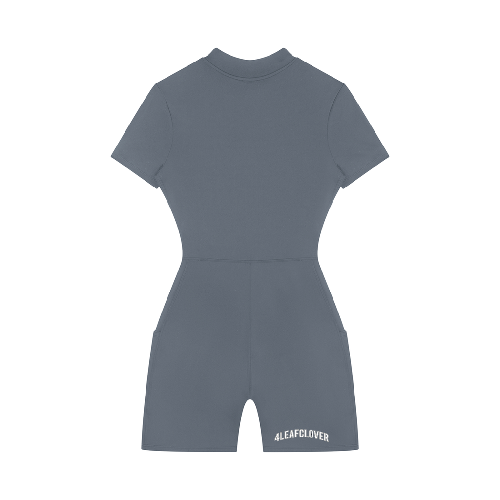 Women's Quarter-Zip 4leafclover Short Sleeve Romper