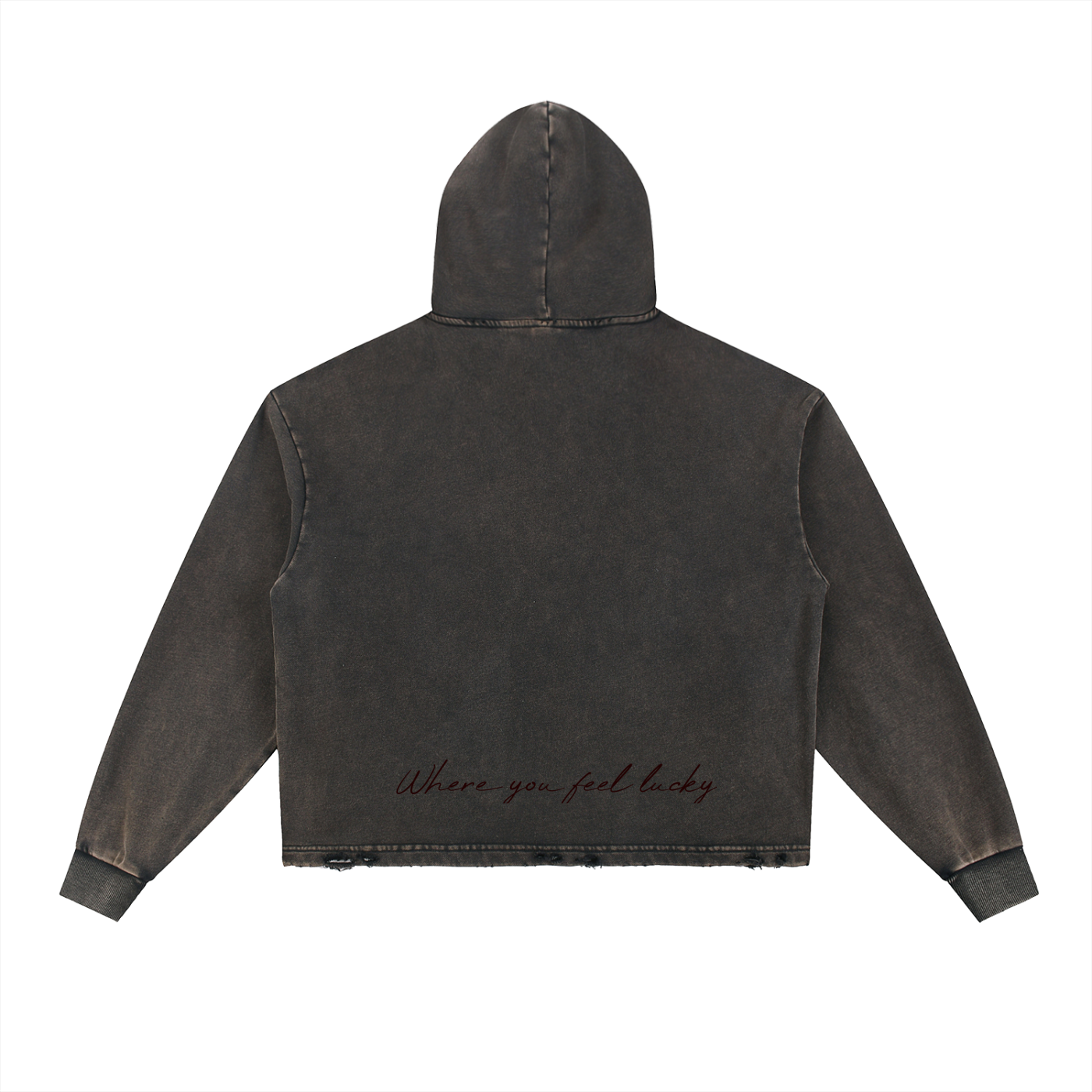 4leafclover Vintage Washed Frayed-Hem Hoodie