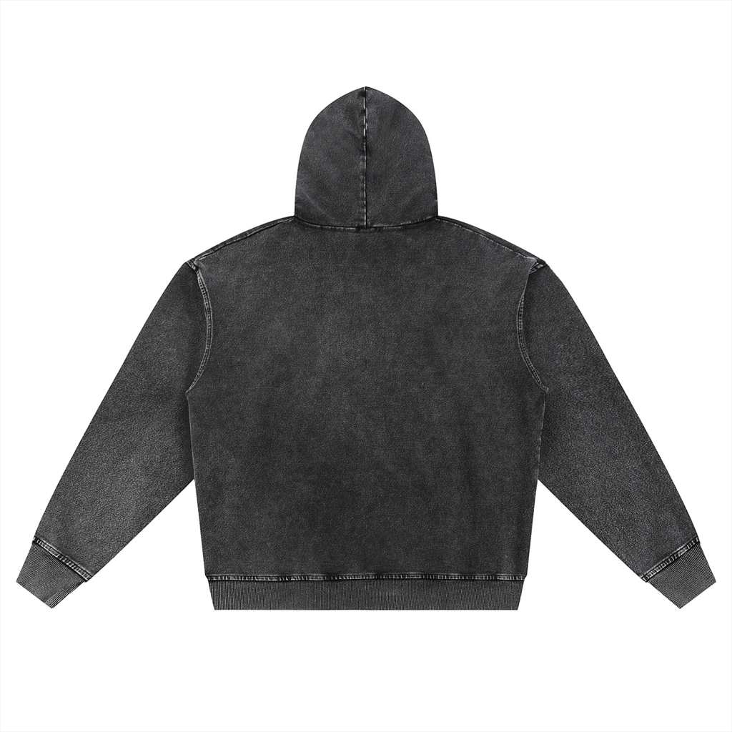 4LC Snow Wash Oversized Zip-Up Hoodie