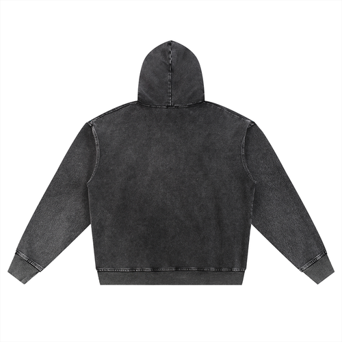 4LC Snow Wash Oversized Zip-Up Hoodie
