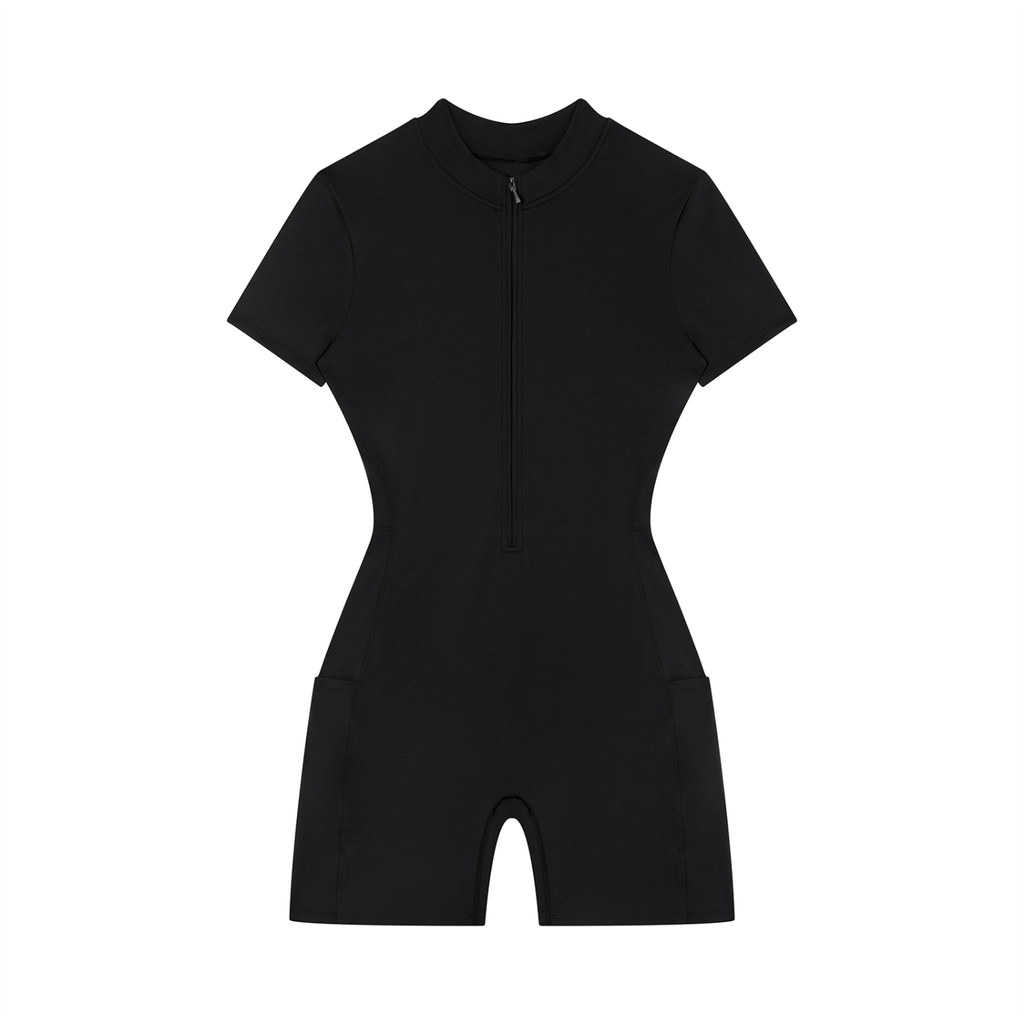 Women's Quarter-Zip 4leafclover Short Sleeve Romper