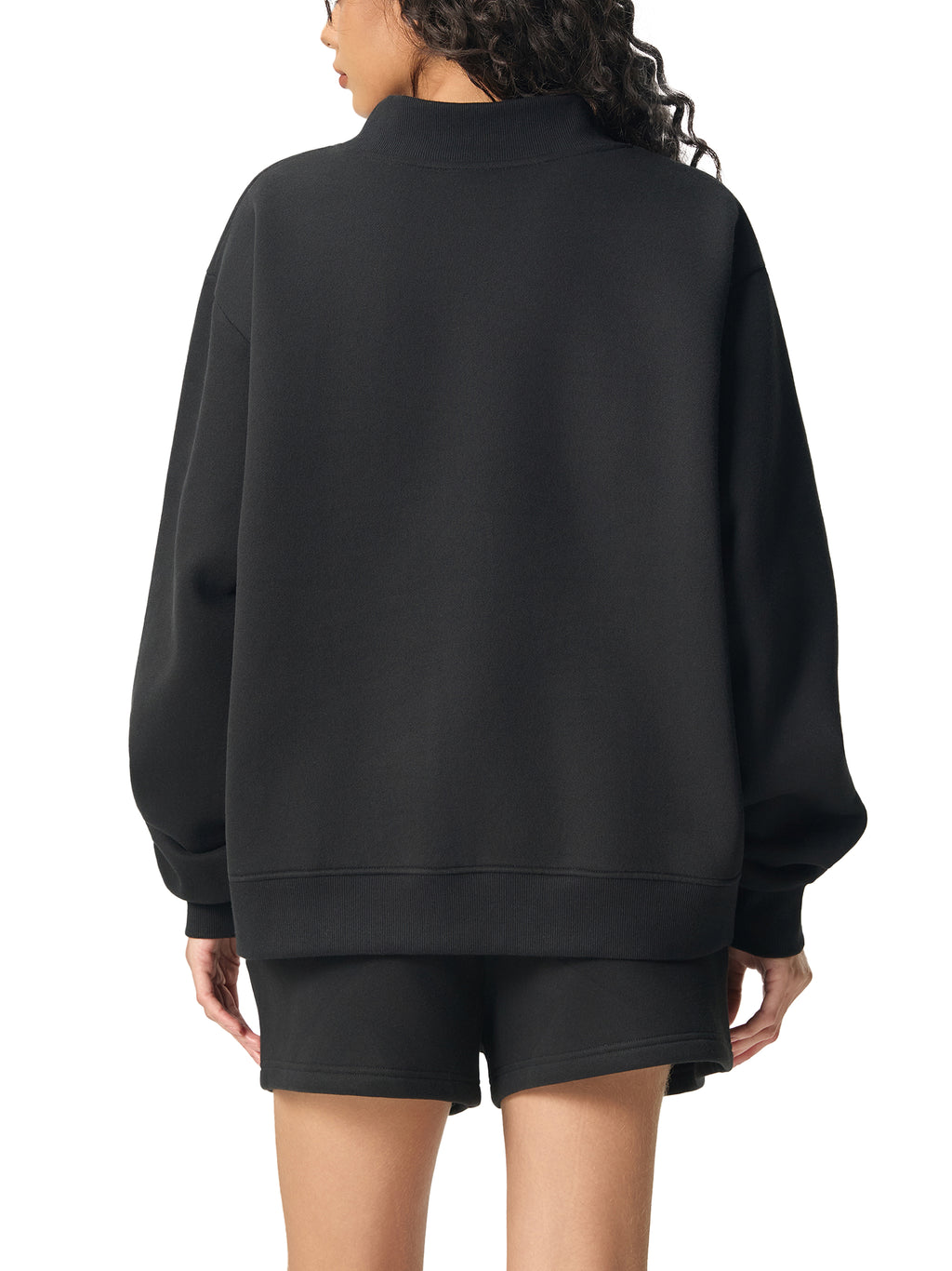 4leafclover Fleece Neck Crew Sweatshirt